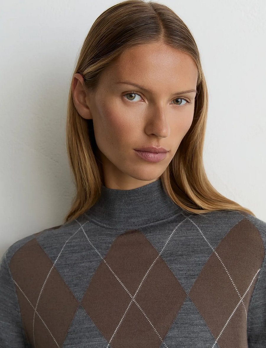 Reiss - SAGE ARGYLE KNIT - stickade tröjor - grey - 5