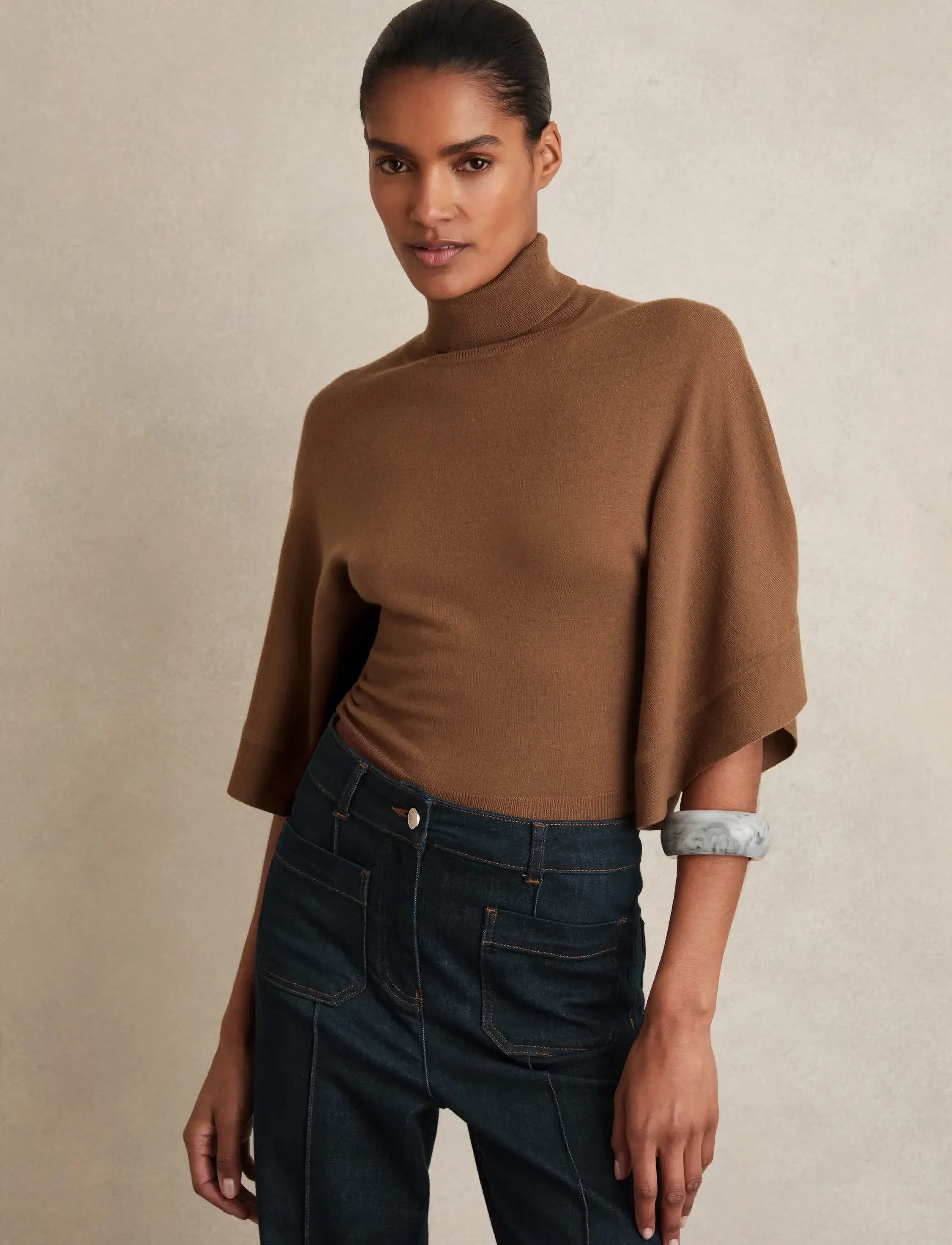 Reiss Hadley, XS, Brown, Strik > Rullekrave, Dame