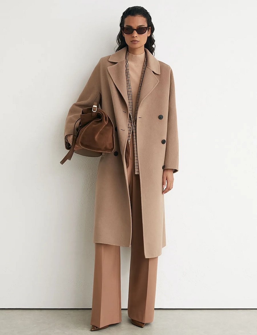 Reiss - MARINA LONG BLINDSEAM COAT - winterjacken - camel - 0