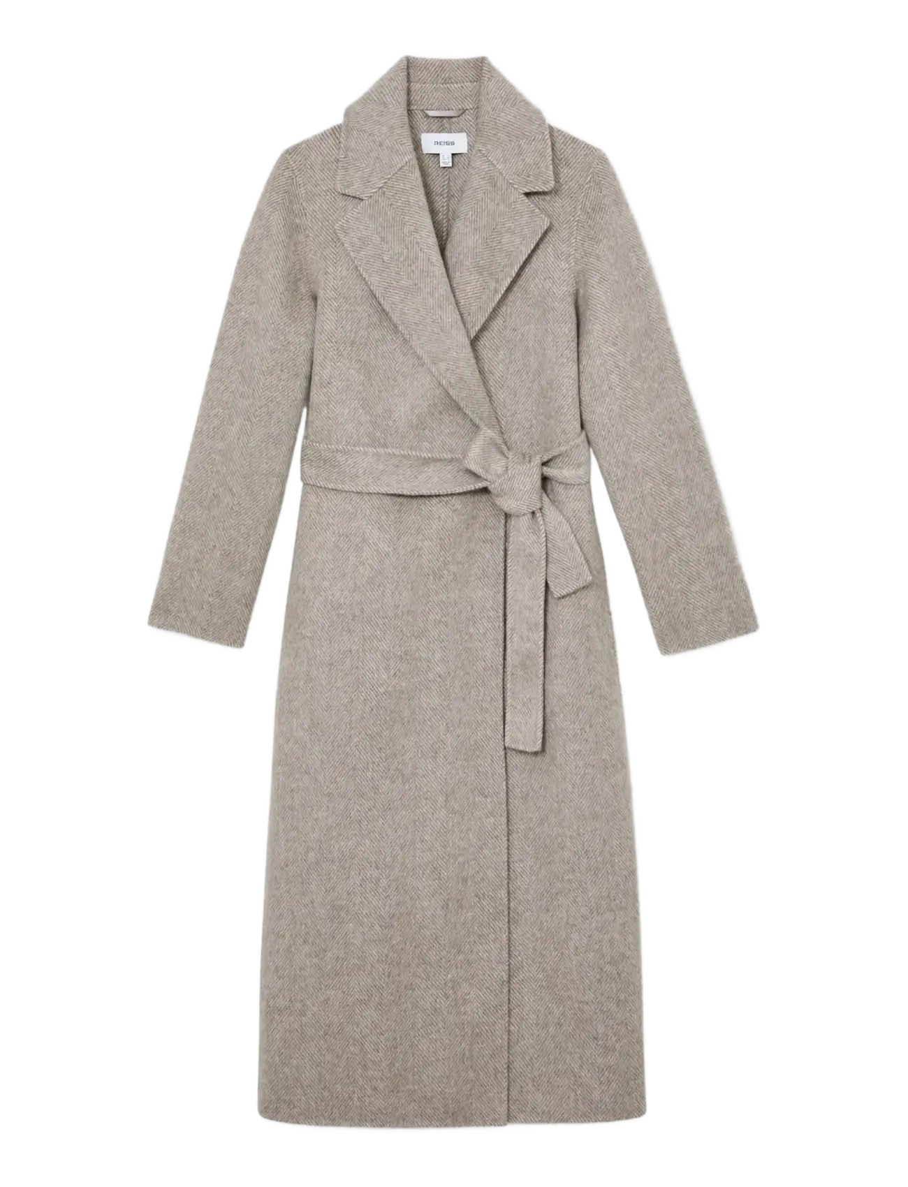 Reiss - DAIA HERRINGBONE LONG DB BLIND SEAM COAT - light grey - 1
