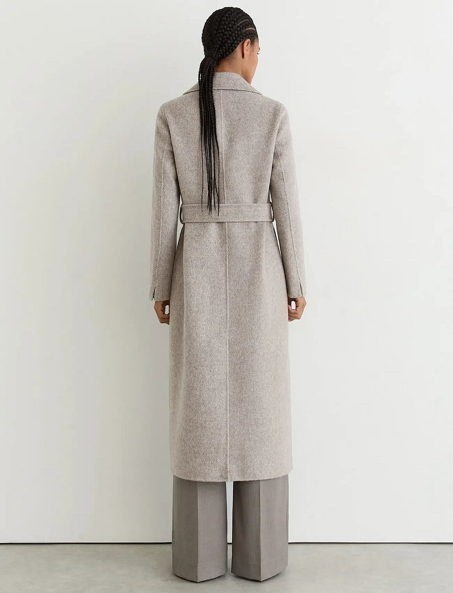 Reiss - DAIA HERRINGBONE LONG DB BLIND SEAM COAT - light grey - 2