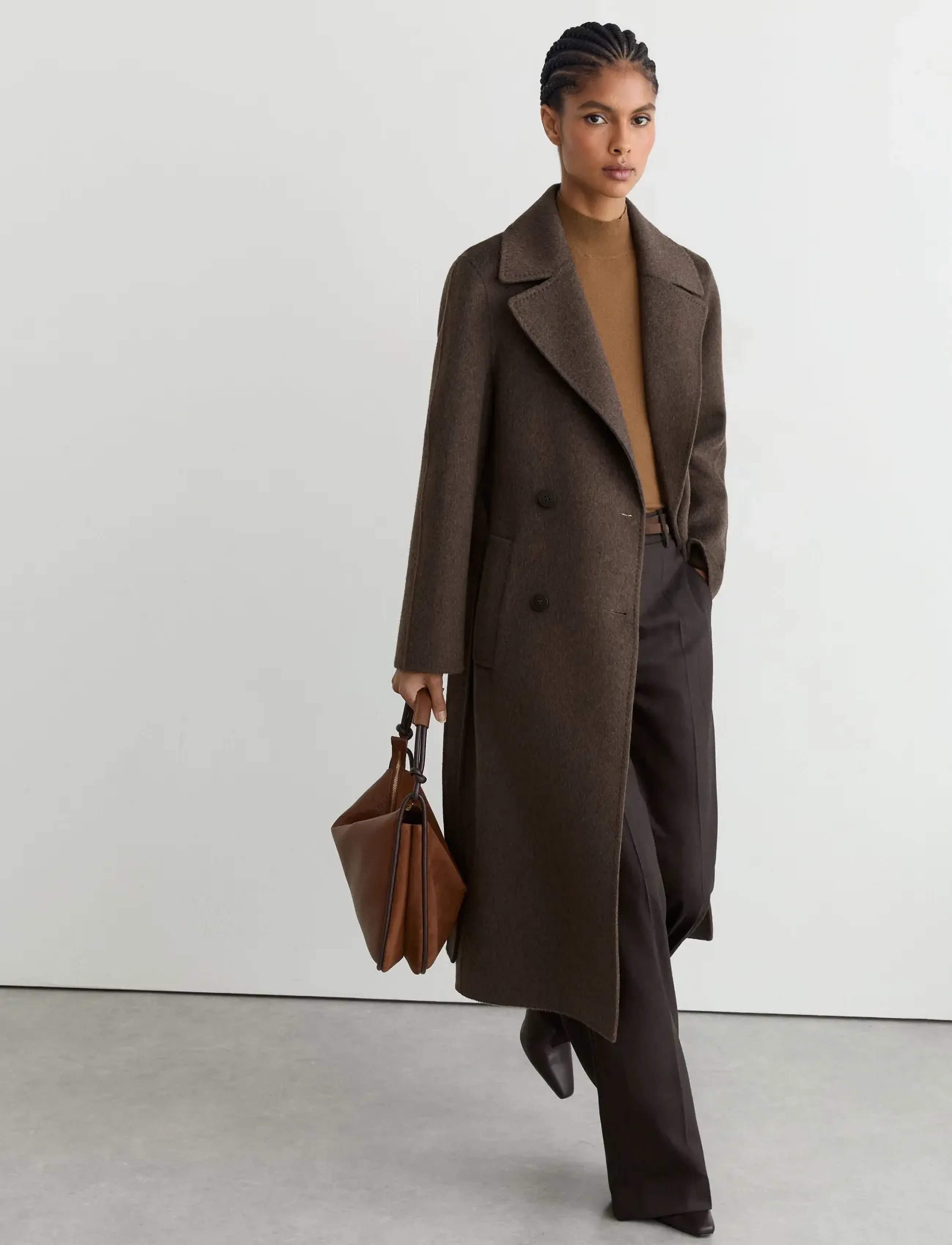 Reiss - RENE LONG DB BLINDSEAM COAT - mocha brown - 2