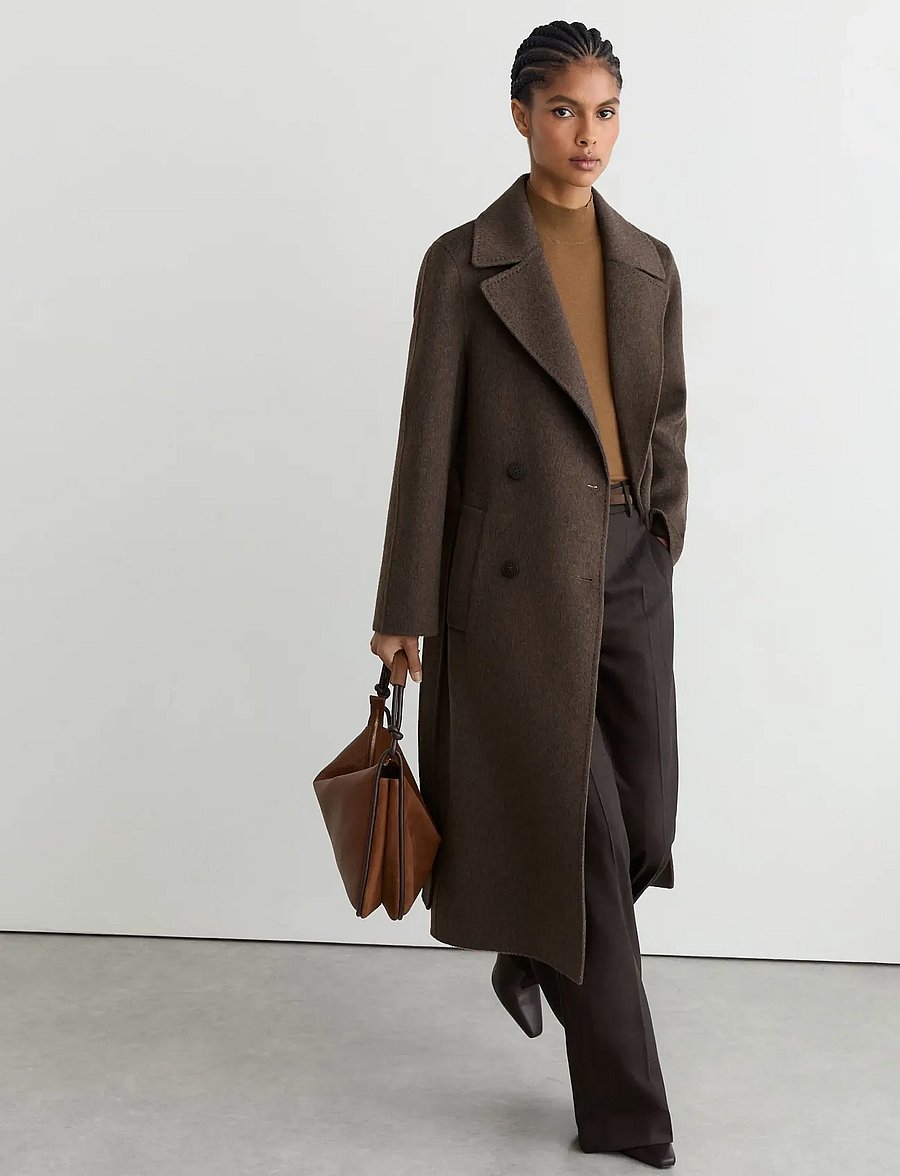 Reiss - RENE LONG DB BLINDSEAM COAT - mocha brown - 2