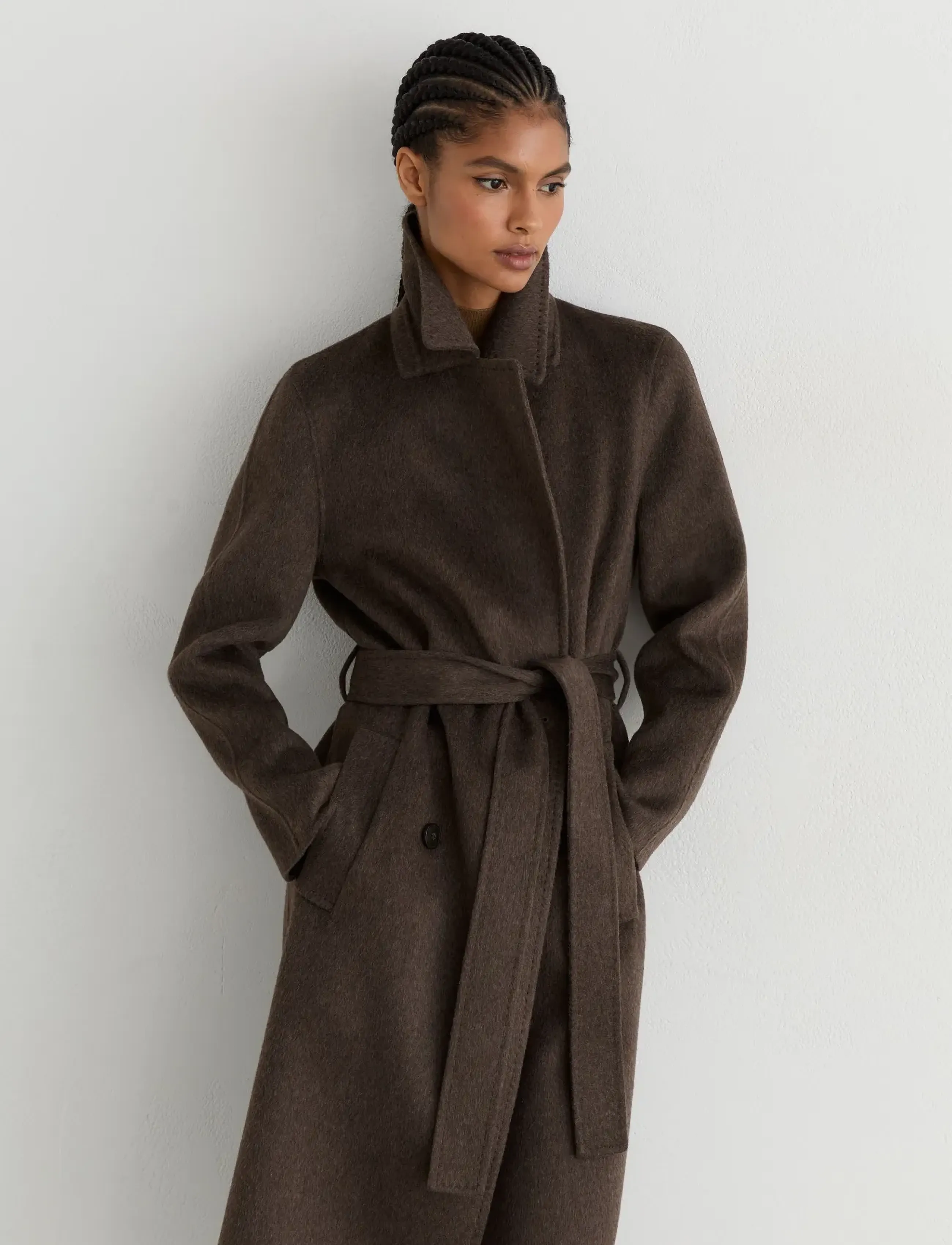 Reiss - RENE LONG DB BLINDSEAM COAT - mocha brown - 4