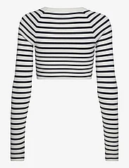 REMAIN Birger Christensen - Striped Knit Cropped Top - crop tops - bright white comb. - 2