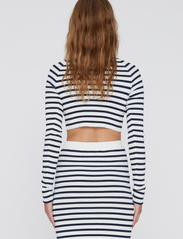 REMAIN Birger Christensen - Striped Knit Cropped Top - crop tops - bright white comb. - 3