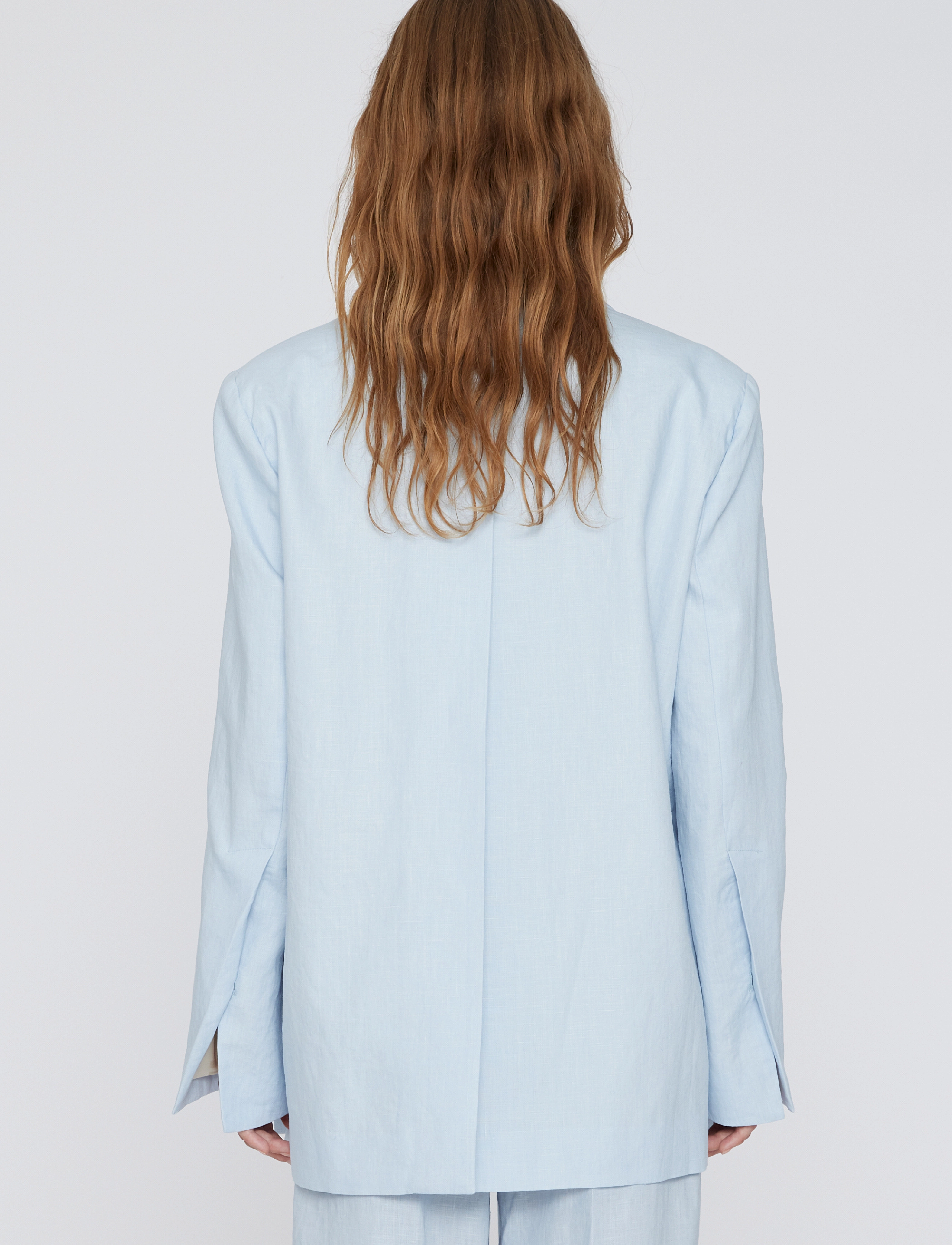 REMAIN Birger Christensen - Linen Slit Blazer - enkeltradede blazere - ballad blue - 4