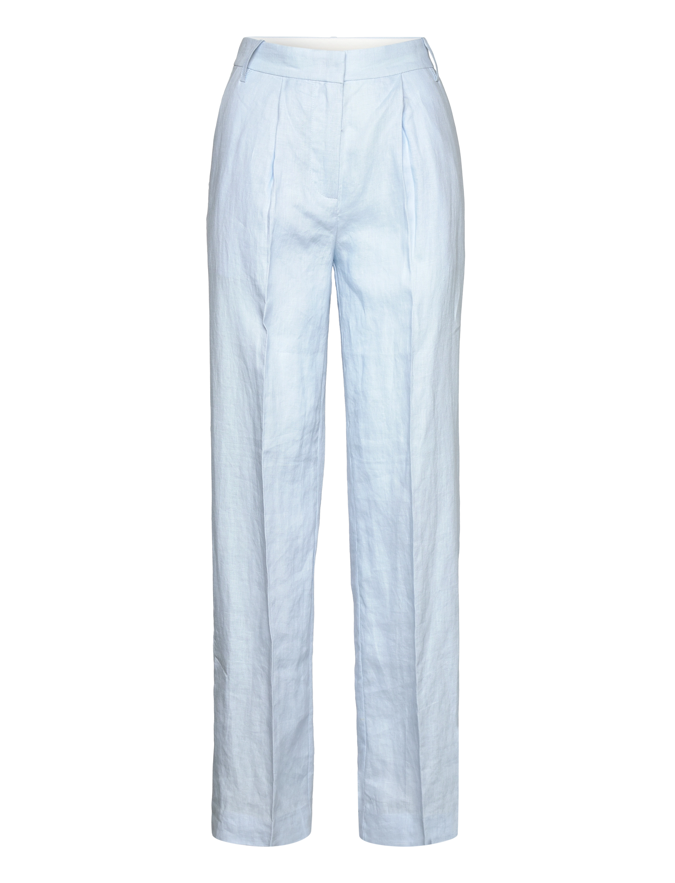 REMAIN Birger Christensen Linen Straight Trousers - Last chance - BALLAD BLUE / blue