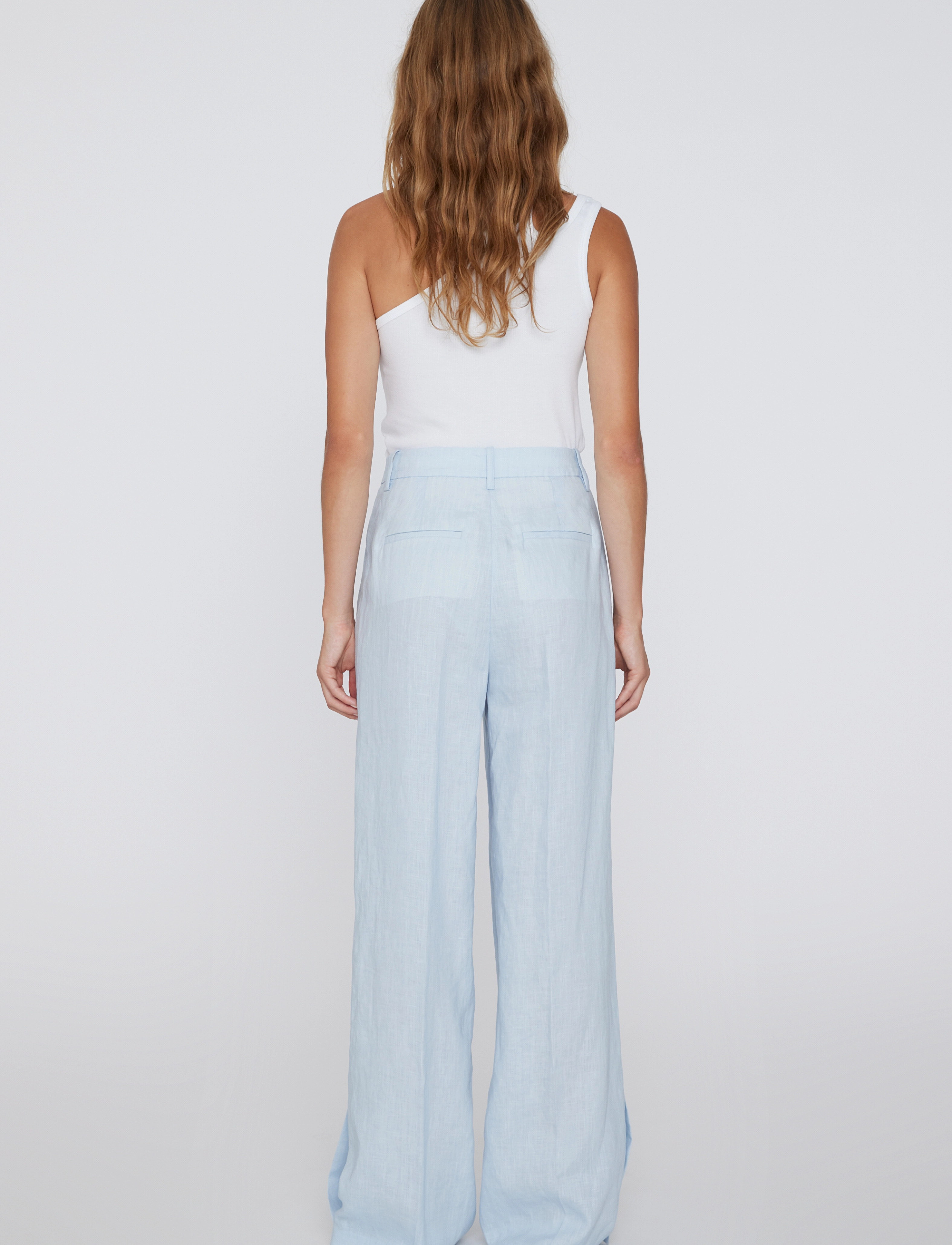 REMAIN Birger Christensen - Linen Straight Trousers - ballad blue - 3
