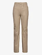 Leather Straight Pants - SAFARI