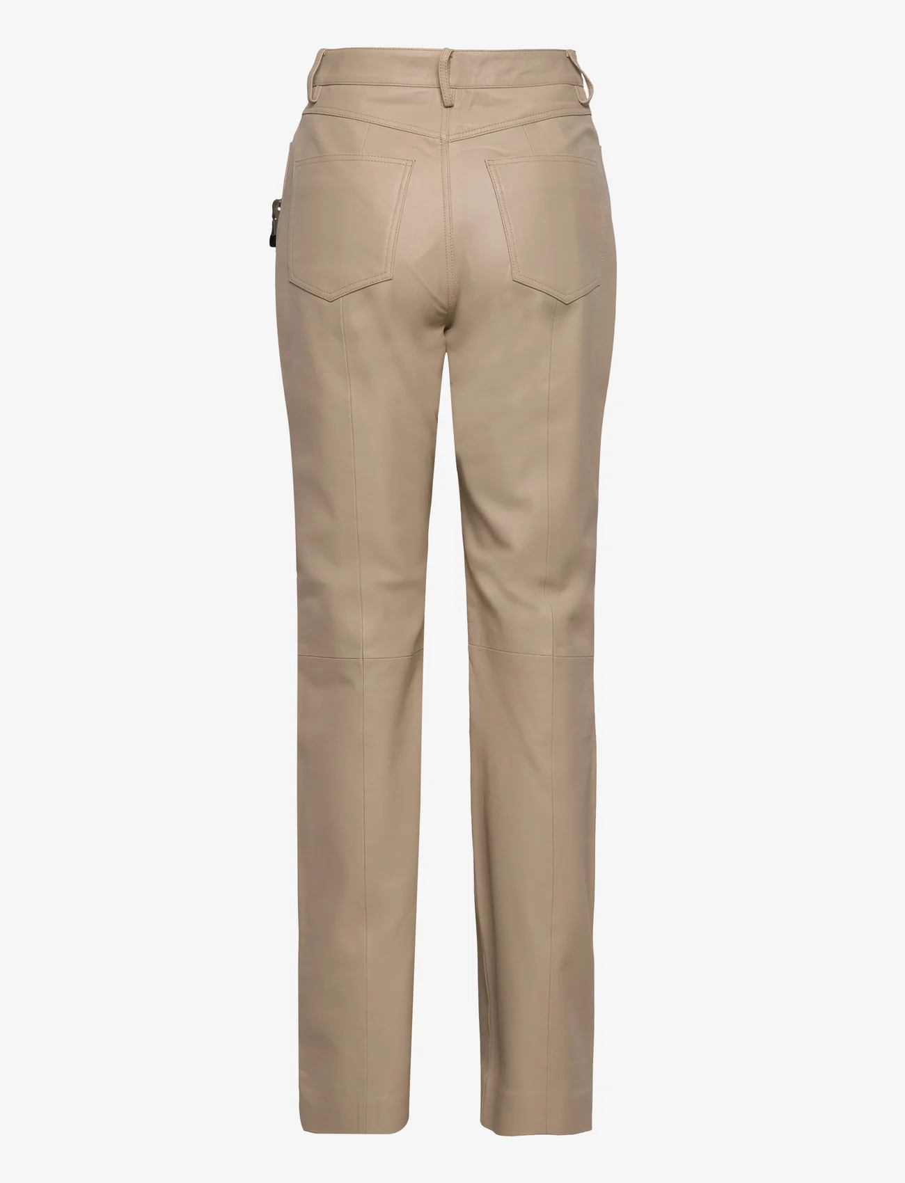 REMAIN Birger Christensen - Leather Straight Pants - vakarėlių drabužiai išparduotuvių kainomis - safari - 1