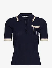 REMAIN Birger Christensen - Knit Fitted Polo Shirt - poloshirts - navy blazer - 0