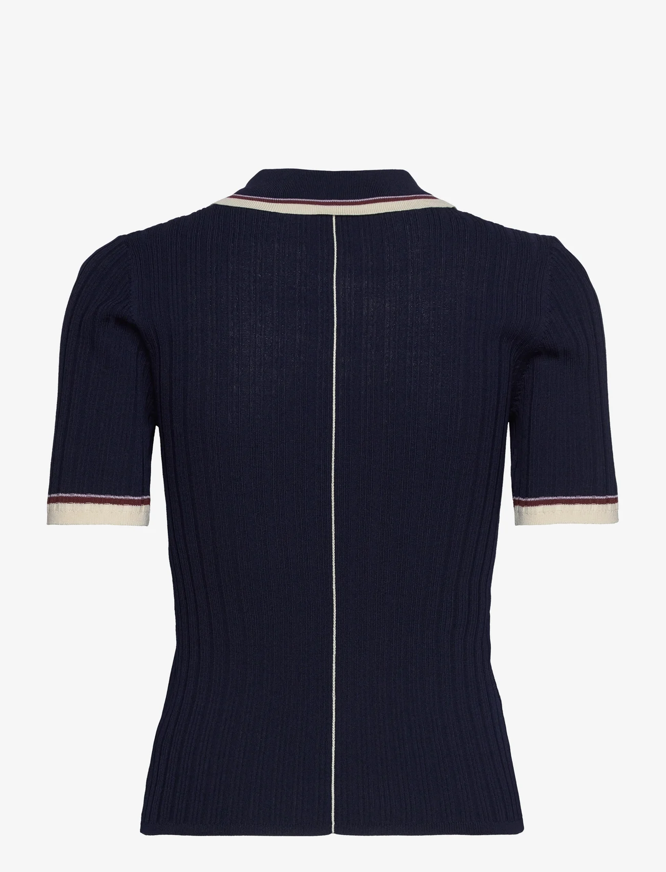 REMAIN Birger Christensen - Knit Fitted Polo Shirt - poloshirts - navy blazer - 1