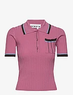 Knit Fitted Polo Shirt - CASHMERE ROSE