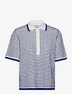 Wave Knit Polo Shirt - BRIGHT WHITE COMB.