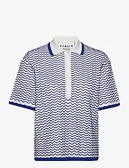 REMAIN Birger Christensen - Wave Knit Polo Shirt - pikéer - bright white comb. - 0
