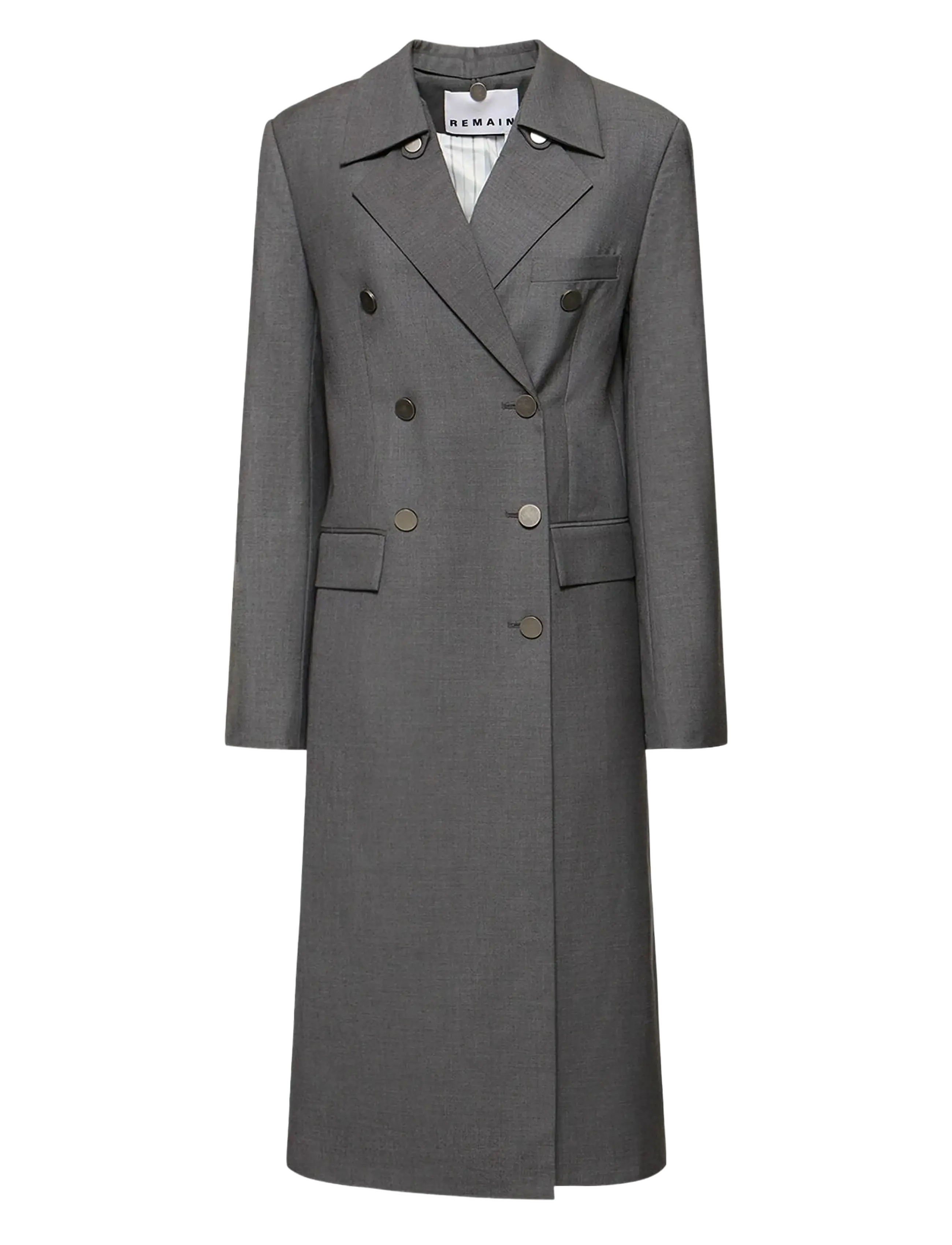 REMAIN Birger Christensen LIGHT WOOL RELAXED COAT - REMAIN Birger Christensen - CASTLEROCK / grey