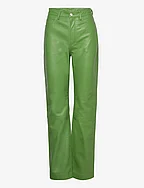 Leather Straight Pants - FOREST GREEN