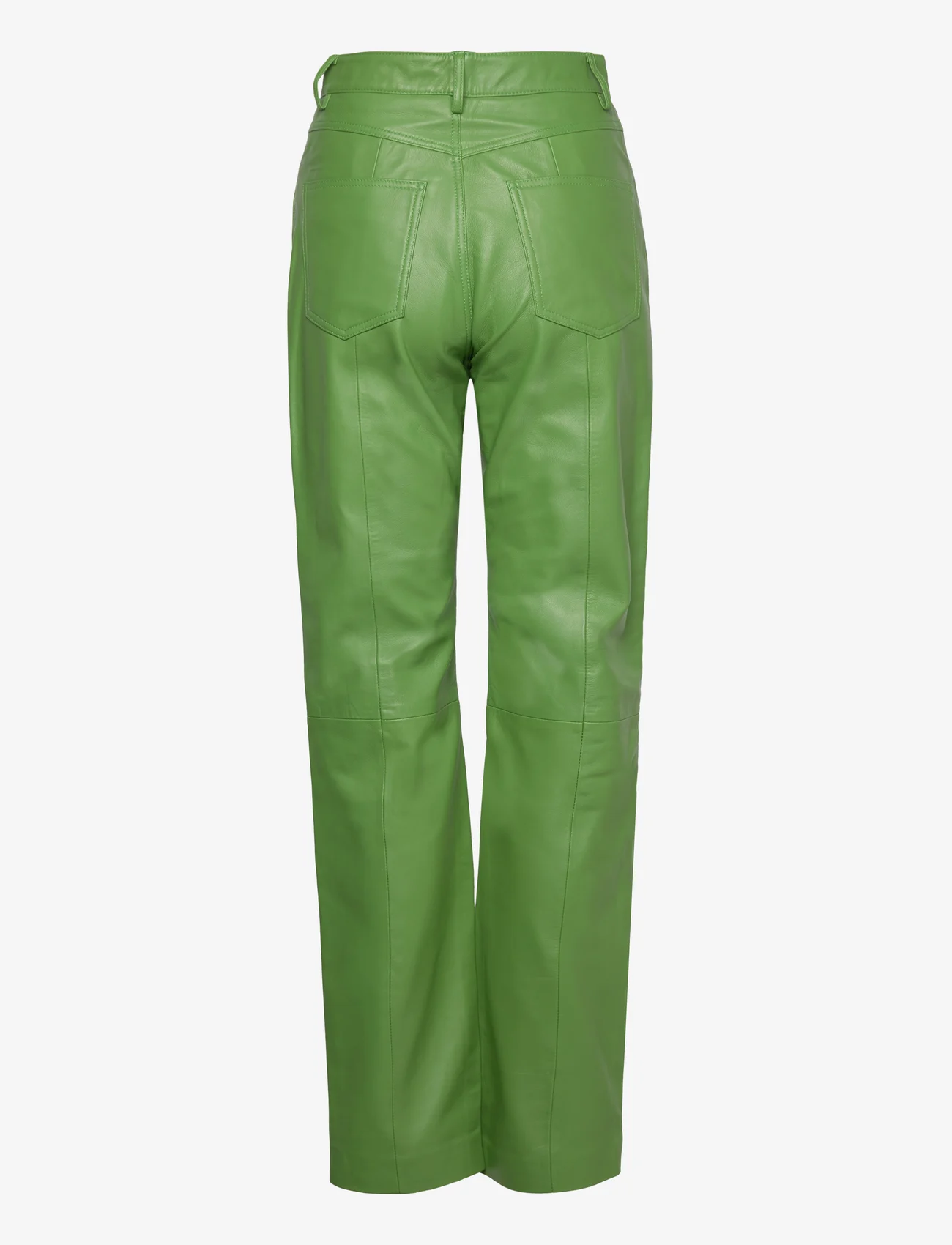 REMAIN Birger Christensen - Leather Straight Pants - vakarėlių drabužiai išparduotuvių kainomis - forest green - 1
