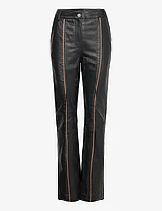 REMAIN Birger Christensen - Leather Slim Pants - vakarėlių drabužiai išparduotuvių kainomis - black - 0