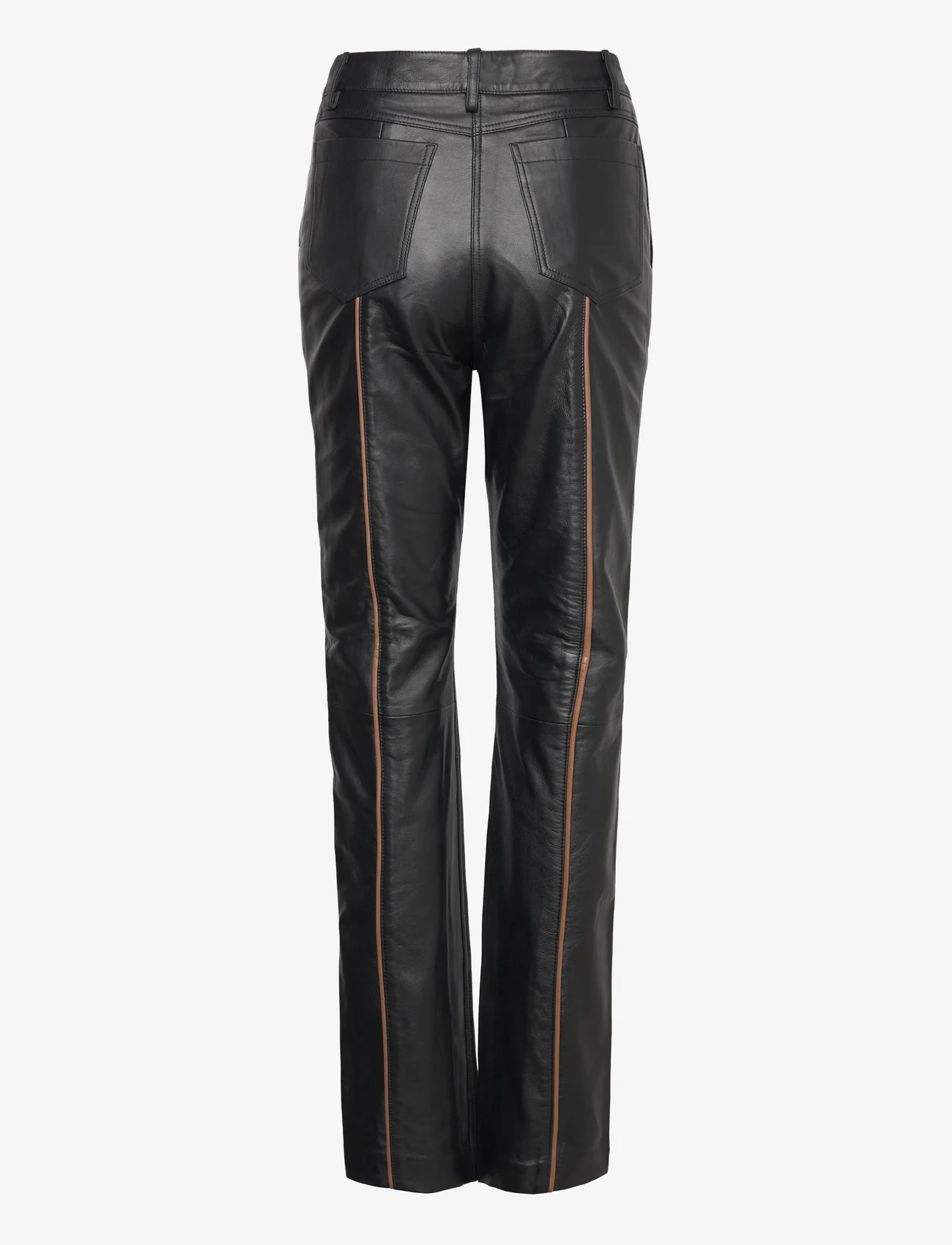 REMAIN Birger Christensen - Leather Slim Pants - vakarėlių drabužiai išparduotuvių kainomis - black - 1