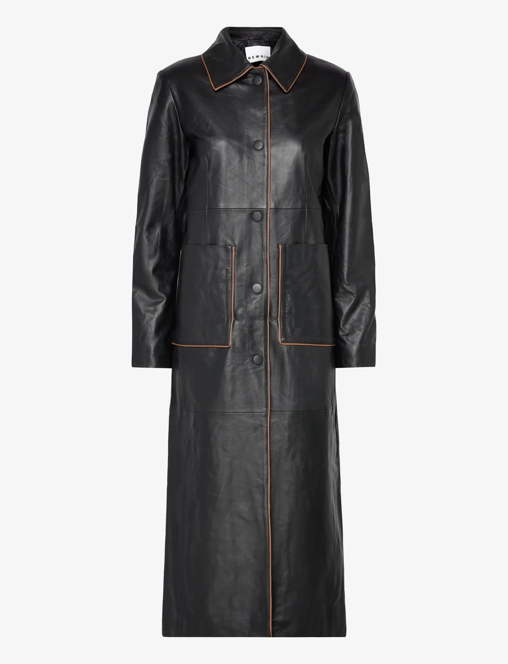 REMAIN Birger Christensen Leather Semi fitted Coat jackets coats shop at Booztlet