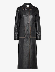 REMAIN Birger Christensen - Leather Semi-Fitted Coat - forårsjakker - black - 0