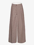 Textured Wide Pants - DEEP TAUPE