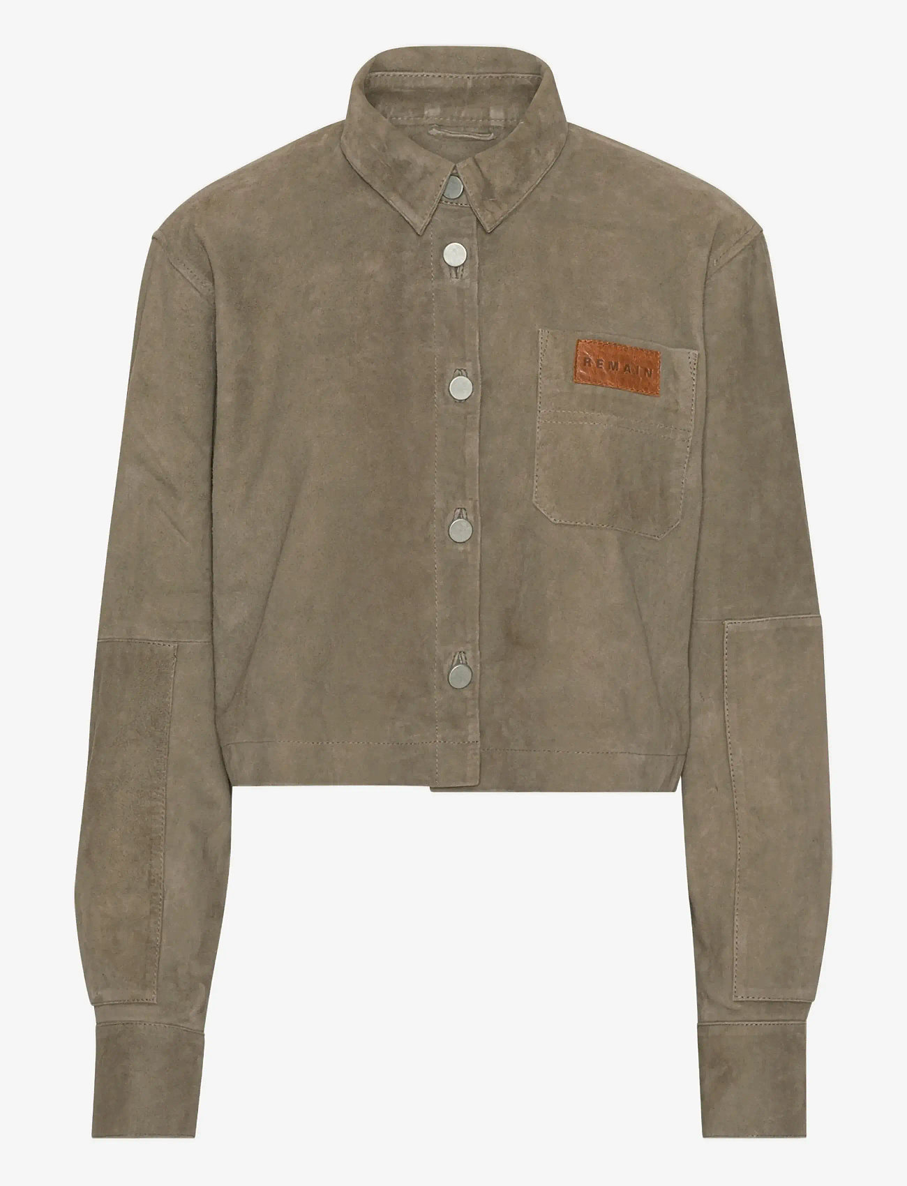 REMAIN Birger Christensen - SUEDE CROPPED SHIRT - spring jackets - walnut - 0