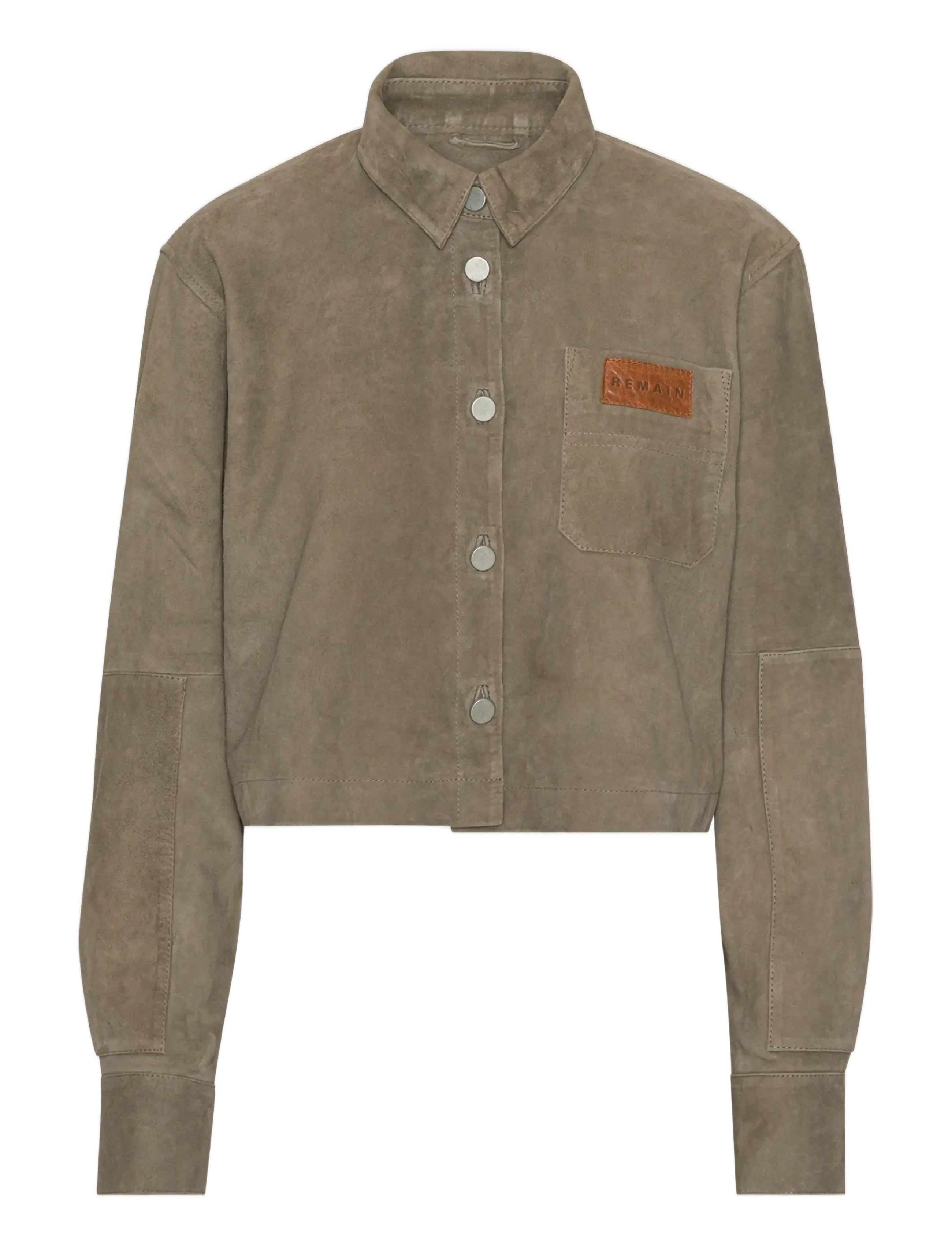 REMAIN Birger Christensen SUEDE CROPPED SHIRT - Kläder - WALNUT / khaki/green