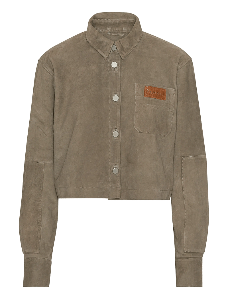REMAIN Birger Christensen - SUEDE CROPPED SHIRT - spring jackets - walnut - 0