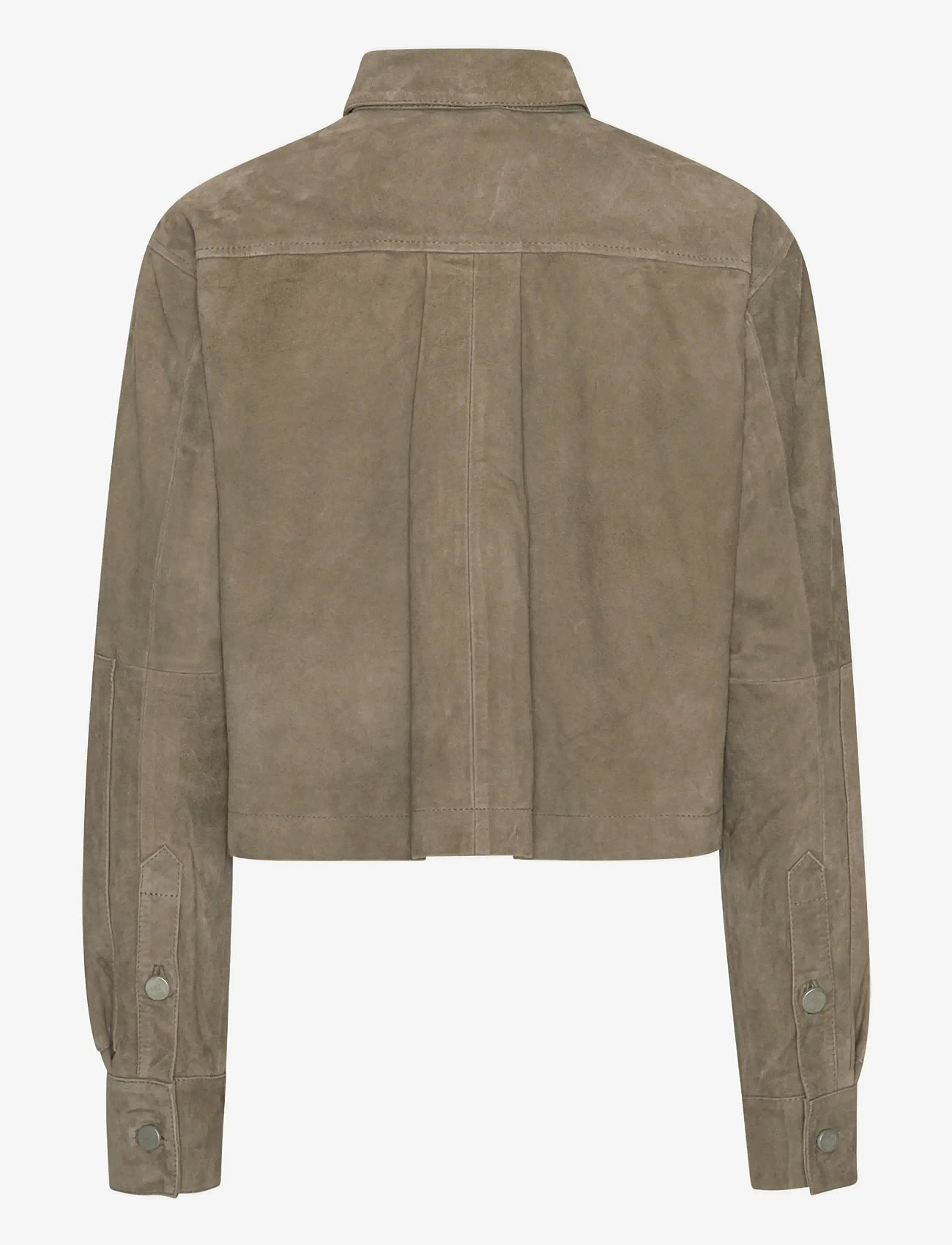 REMAIN Birger Christensen - SUEDE CROPPED SHIRT - spring jackets - walnut - 1