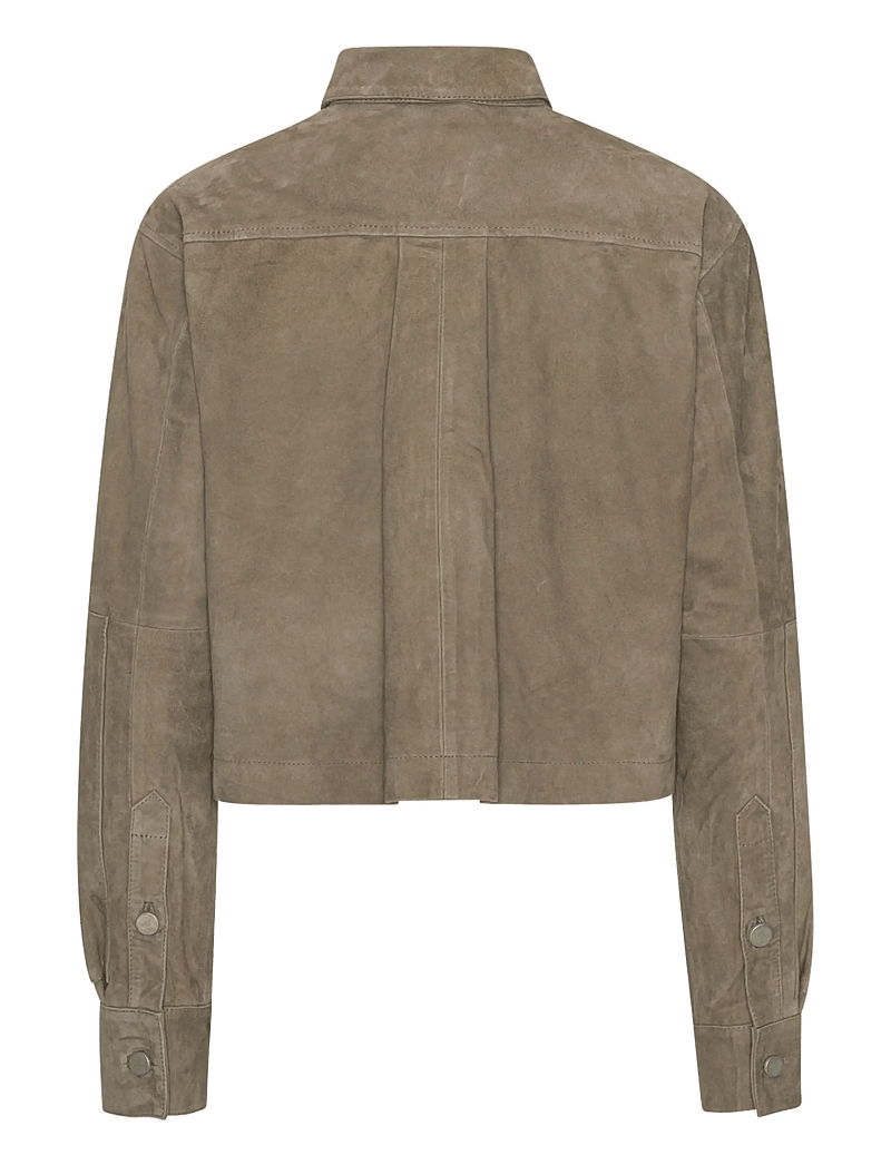 REMAIN Birger Christensen - SUEDE CROPPED SHIRT - spring jackets - walnut - 1