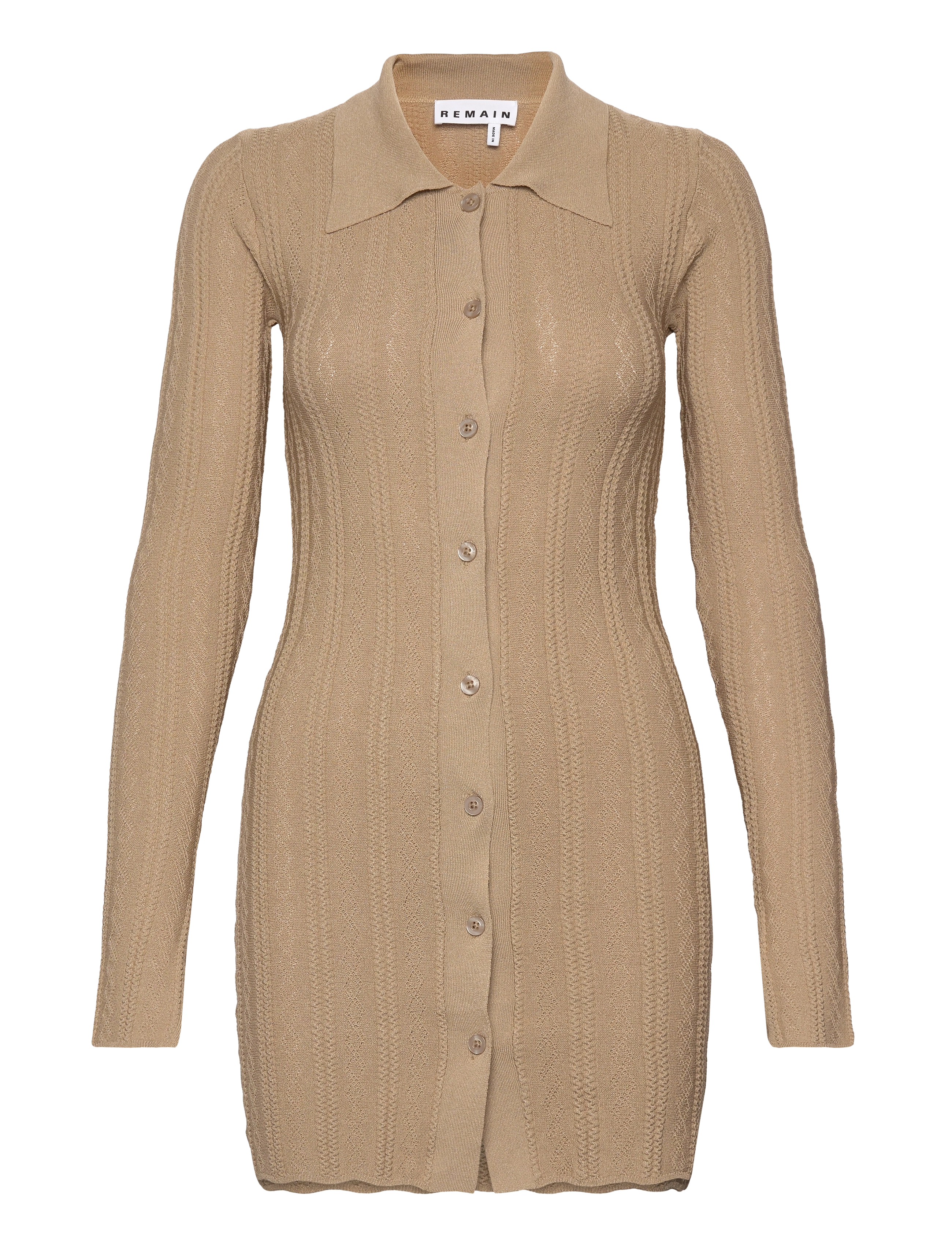 REMAIN Birger Christensen Knit Fitted Cardigan - Strickkleider - INCENSE BEIGE / beige