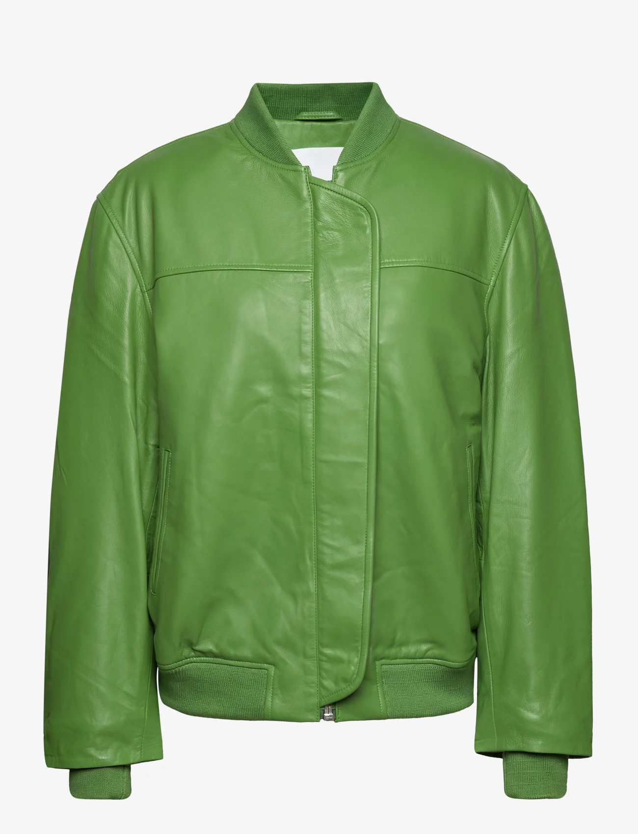REMAIN Birger Christensen - Leather Bomber Jacket - spring jackets - forest green - 0