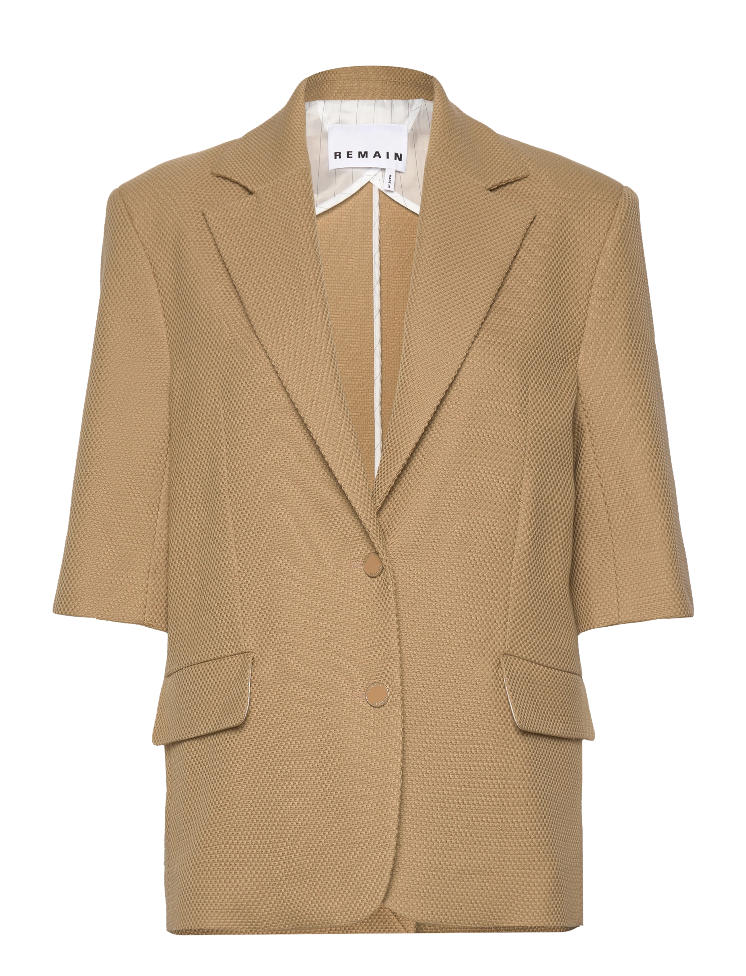 REMAIN Birger Christensen Weave Short Sleeve Blazer - REMAIN Birger Christensen - INCENSE BEIGE / beige