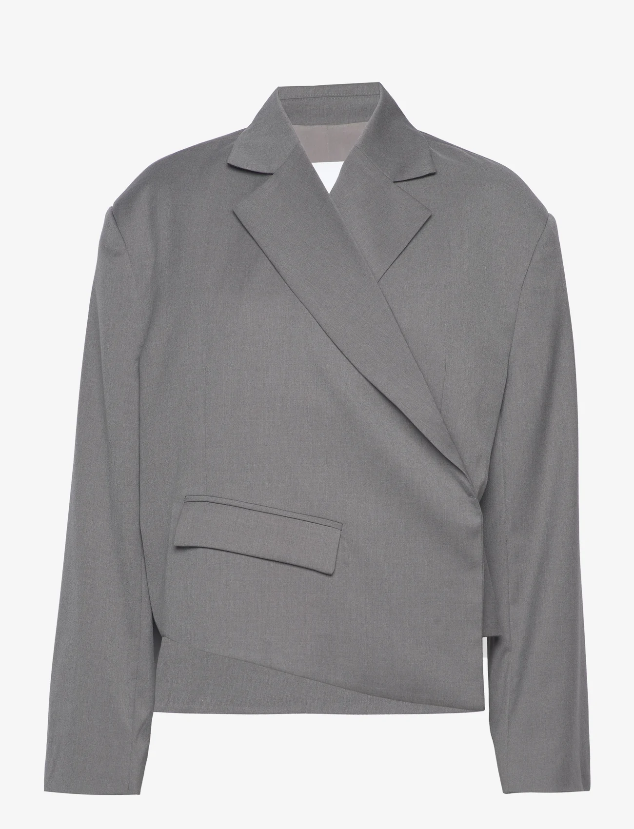 REMAIN Birger Christensen - Overlap Suiting Blazer - vakarėlių drabužiai išparduotuvių kainomis - dark gull gray - 0