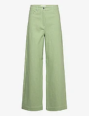 REMAIN Birger Christensen - Striped Canvas Pants - broeken met wijde pijpen - forest green comb. - 0