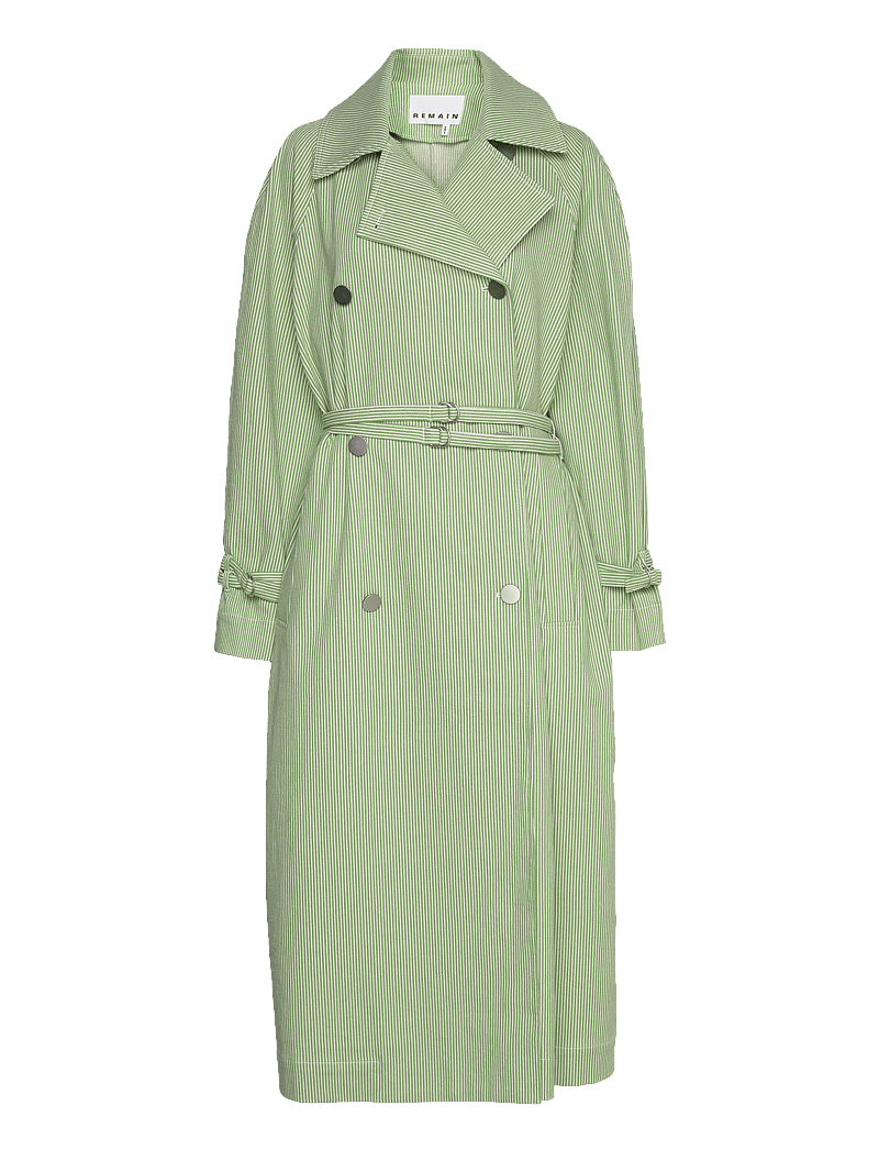 REMAIN Birger Christensen - Striped Oversized Coat - leichte mäntel - forest green comb. - 0
