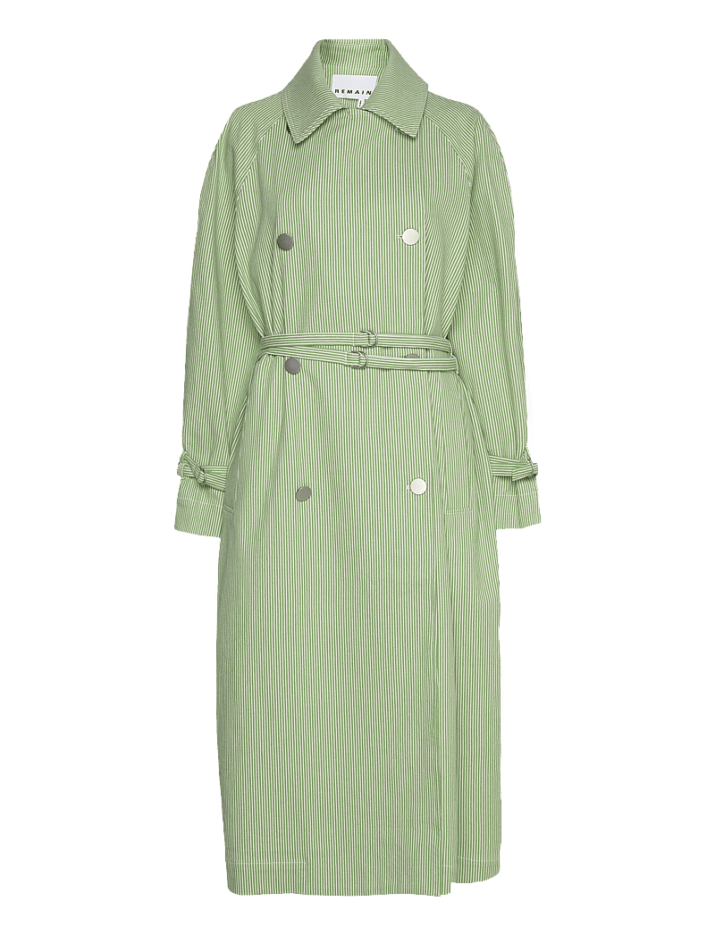 REMAIN Birger Christensen - Striped Oversized Coat - leichte mäntel - forest green comb. - 1