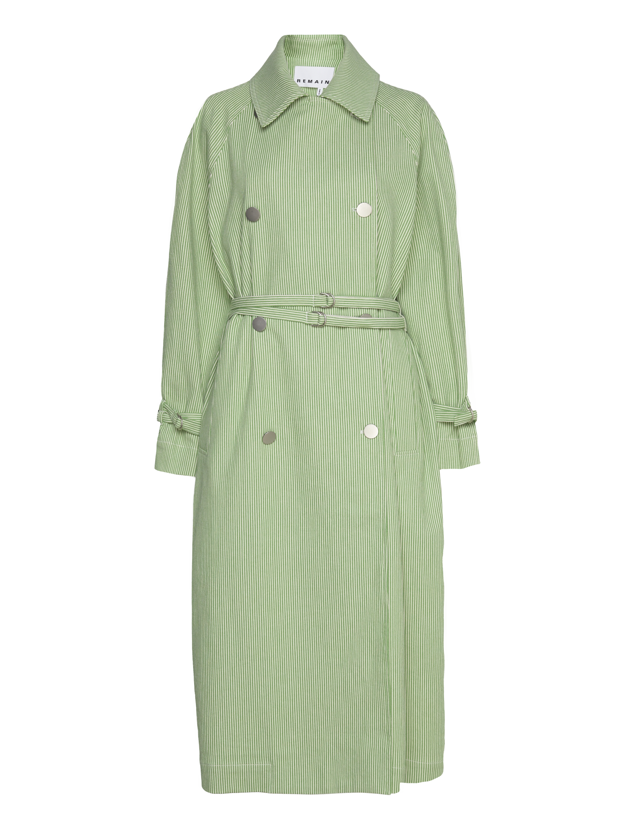 REMAIN Birger Christensen - Striped Oversized Coat - forest green comb. - 1
