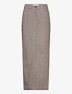 Striped Twill Long Skirt - COFFEE BEAN COMB.