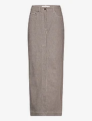 REMAIN Birger Christensen - Striped Twill Long Skirt - leather skirts - coffee bean comb. - 0