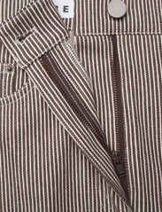REMAIN Birger Christensen - Striped Twill Long Skirt - leather skirts - coffee bean comb. - 3
