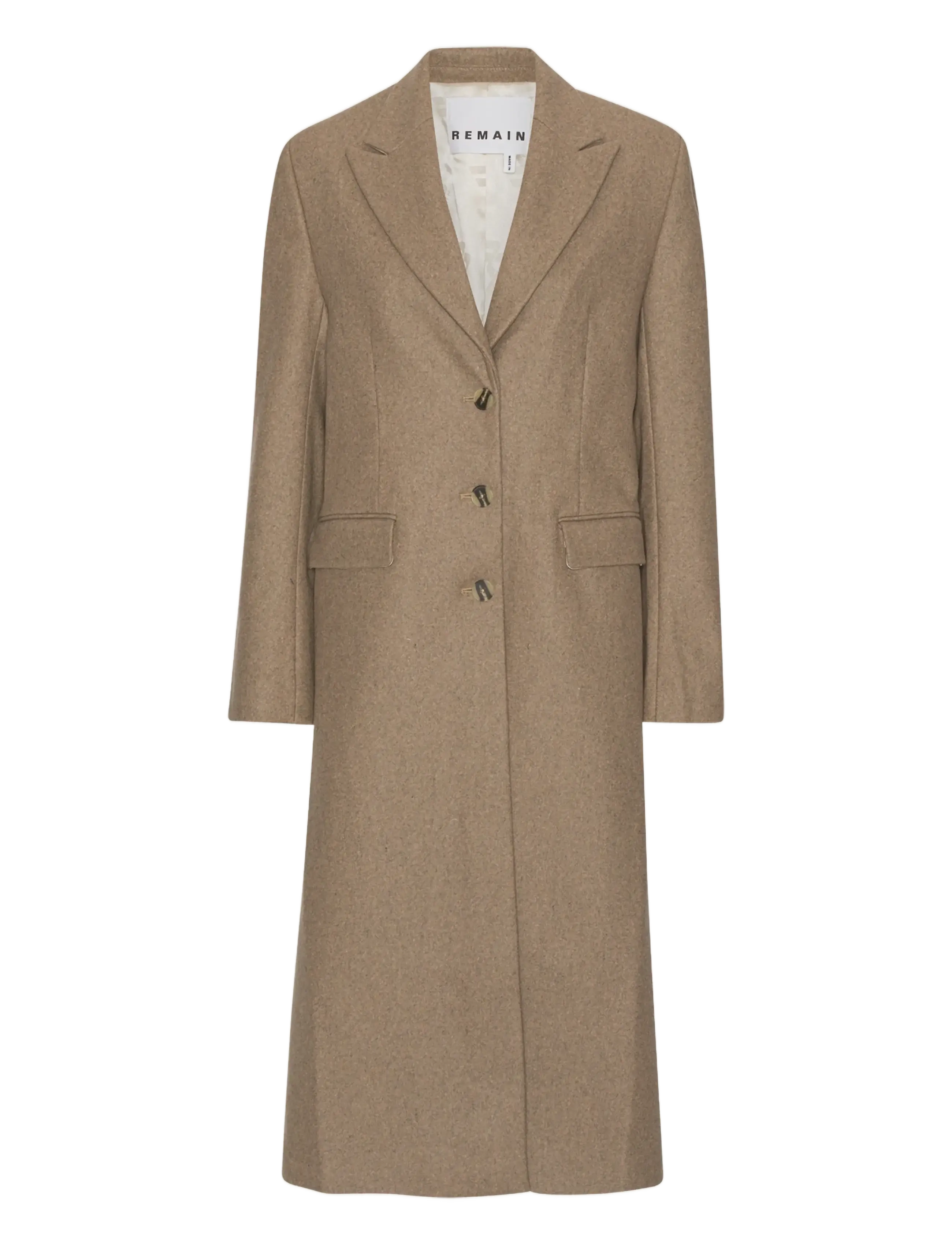 REMAIN Birger Christensen WOOL SEMI FITTED COAT - Mantlid - OTTER / beige