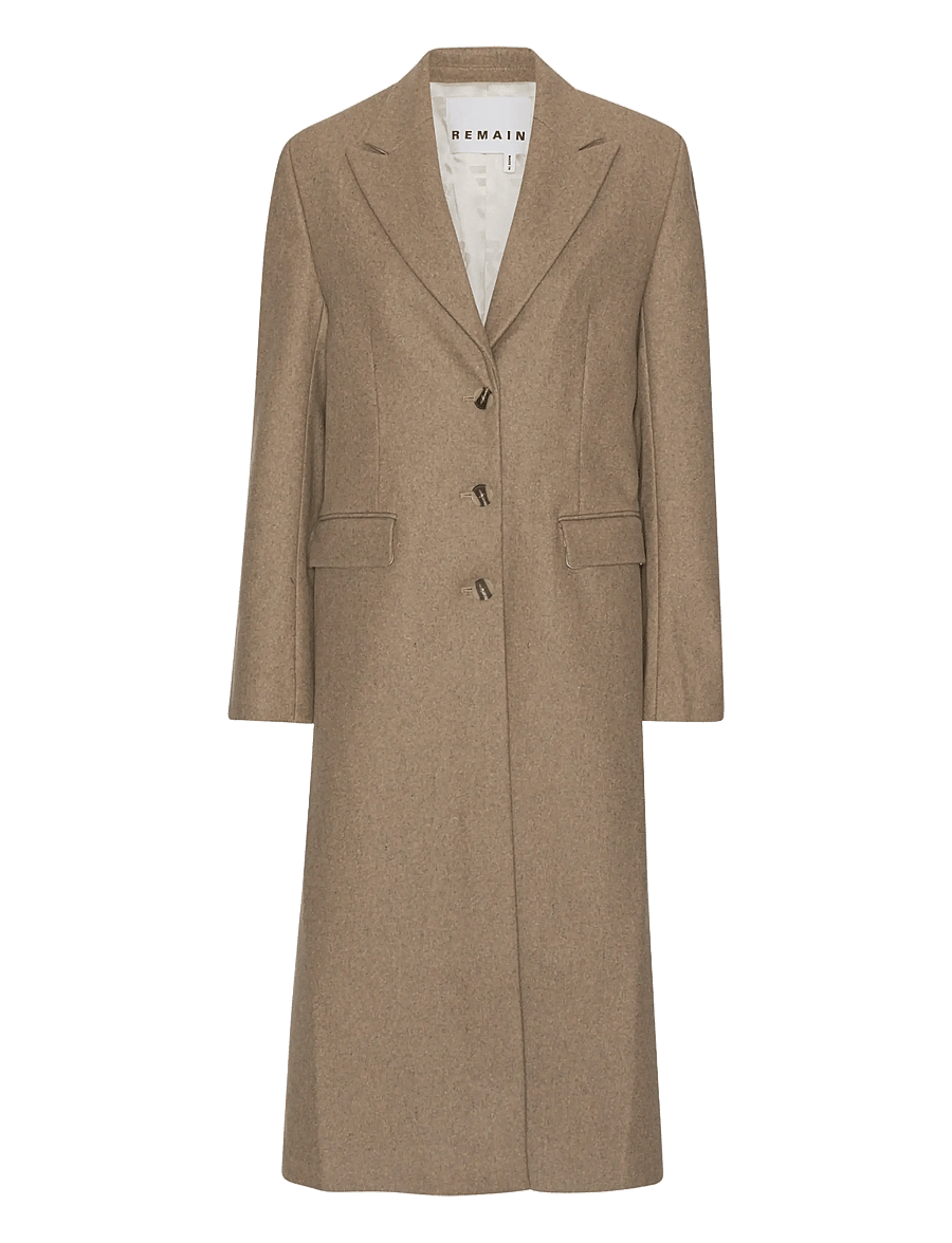 REMAIN Birger Christensen - WOOL SEMI FITTED COAT - vinterjackor - otter - 1