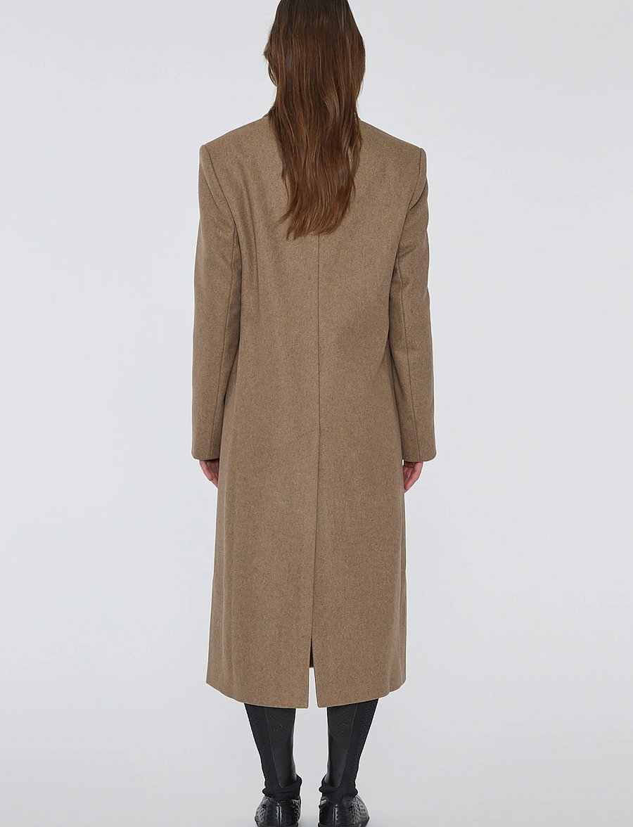 REMAIN Birger Christensen - WOOL SEMI FITTED COAT - vinterjackor - otter - 3