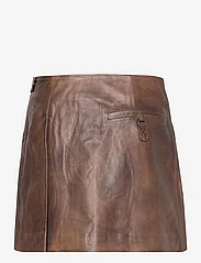 REMAIN Birger Christensen - Leather Pleated Skirt - lederröcke - brown sugar comb. - 1