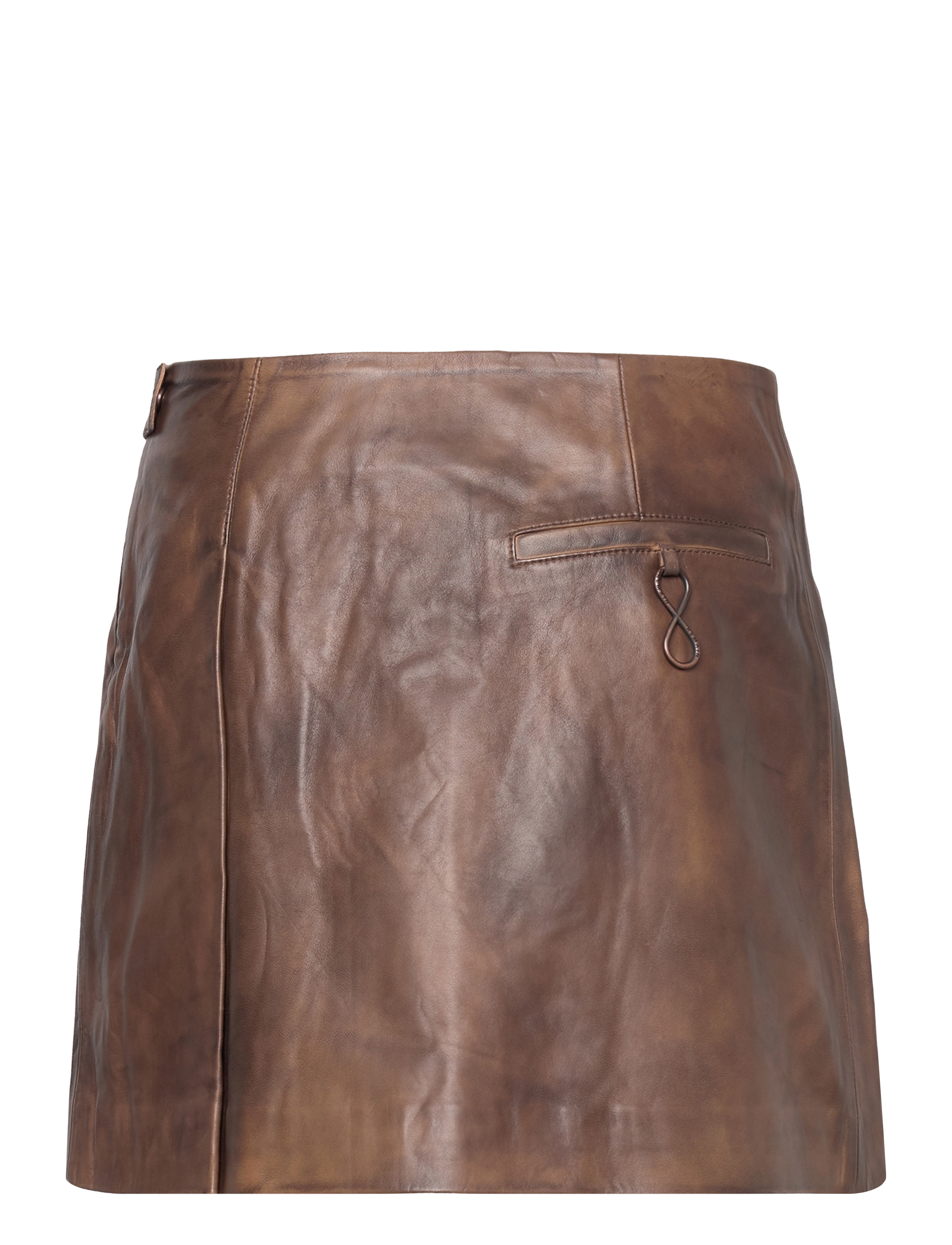 REMAIN Birger Christensen - Leather Pleated Skirt - brown sugar comb. - 1