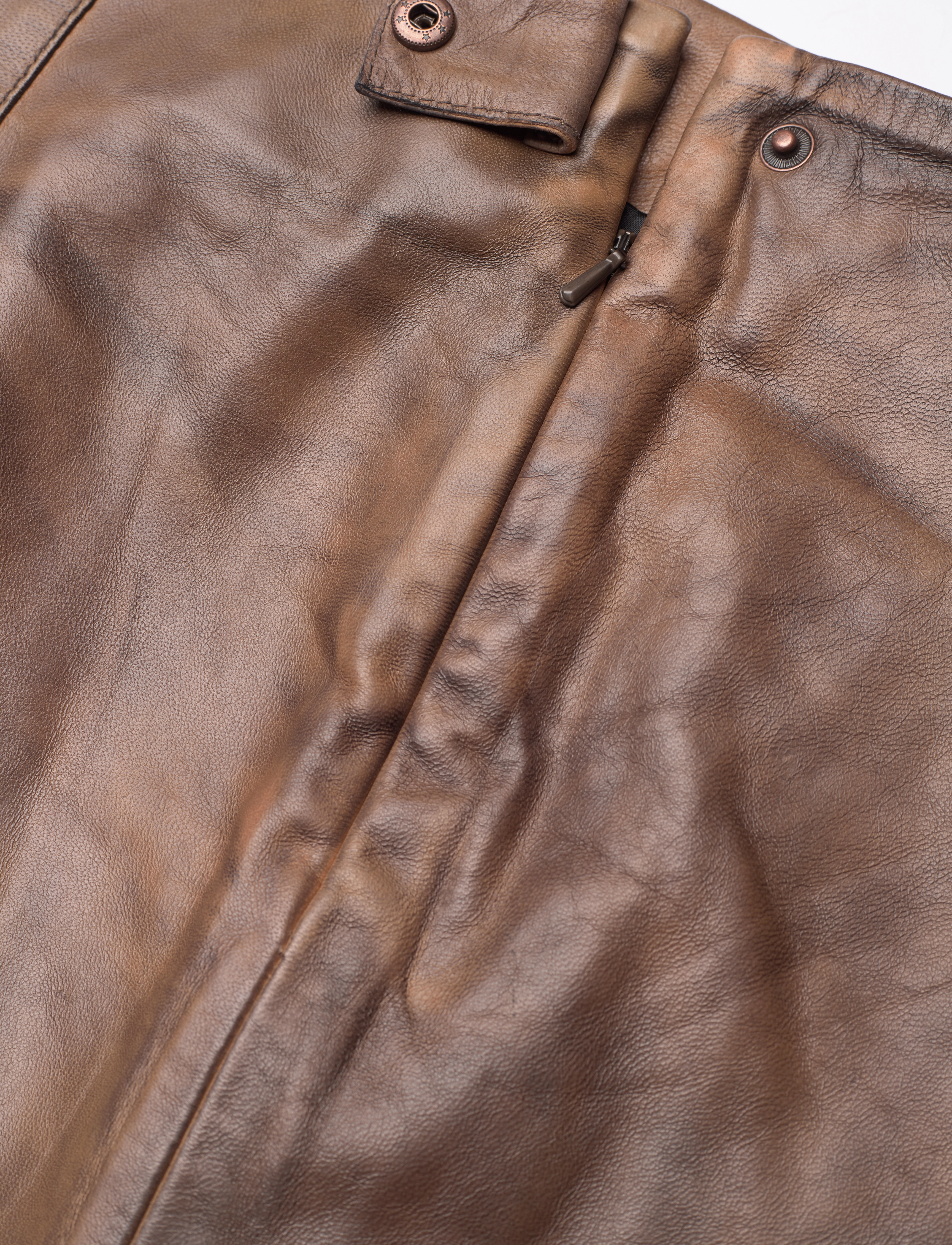 REMAIN Birger Christensen - Leather Pleated Skirt - brown sugar comb. - 2